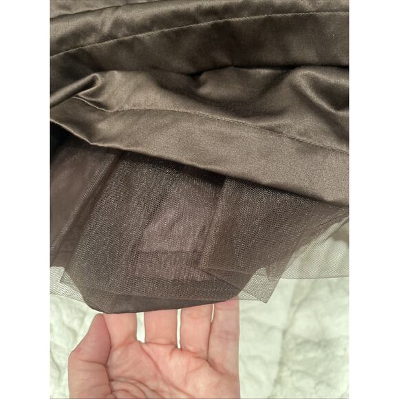 Gymboree Dress Girls Size 10 Brown Satin Puff Sleeve Red Sash Flower Holiday - Picture 9 of 9